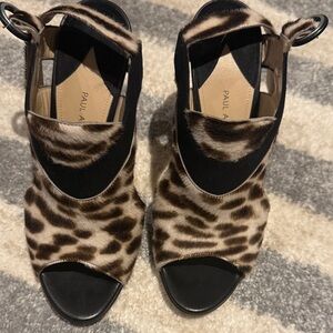 Paul Andrew Black and Brown Animal Print Heels